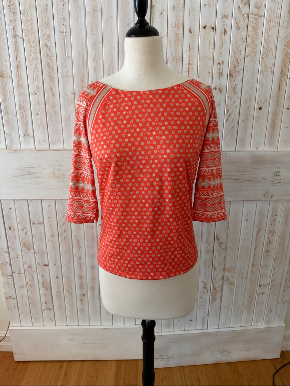 Gretchen Scott Designs Coral Patterned Boatneck Top
